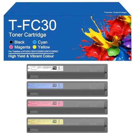 SEMTGJ Cartouche de Toner T-FC30 Compatible pour imprimante Toshiba e-Studio 2050C 2051C 2550C 2551C, Haut rendement 7000 Pages,TFC30-1 Set