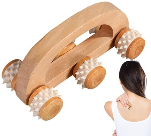 ycezw Rouleau de massage musculaire manuel en bois – Outil de massage multi-convexe pour le cou, le visage, le dos et les jambes