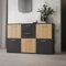 möbelando Sideboard >Quadro 2< mit 5 Türen und 2 Schubladen, in grau/Lamela Eiche hell - 138,2x95,1x40cm (B/H/T)