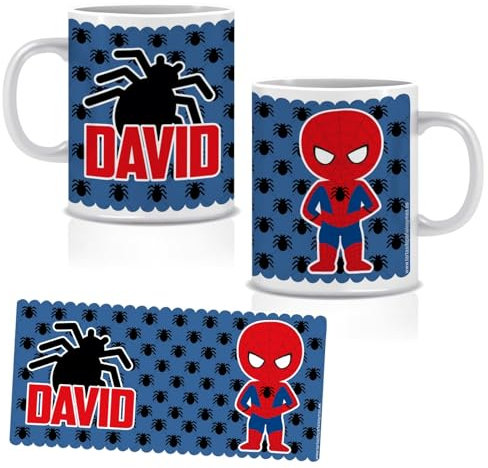 Taza de plástico personalizada. Ideal para el colegio y la guardería. VUELA AL COLE. Regalos Personalizados. Diferentes Modelos a Elegir (Spider)