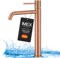 IMEX - Grifo Lavabo Caño Alto | Grifo Baño Mezclador Agua Fria y Caliente | Grifería Monomando Efeto Cascada con Caño de Latón y Ahorro de Agua | Serie Monza | Color Oro Rosa Cepillado