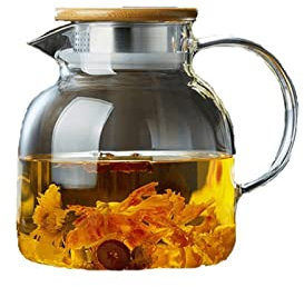 WALFREW Théière Bouilloire en Verre de Maison, théière en Verre Facile à théier, idéal pour Le thé glacé, Le Lait et Le jus de café.