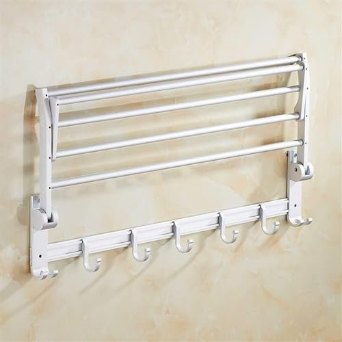 Porte-serviettes mural pliable en aluminium pour salle de bain avec étagère pour accessoires de salle de bain