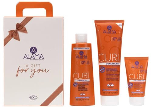 Alama Set Curl Kit: Shampoo, Entwirrung und Modellierflüssigkeit für lockiges Haar (300 ml, 300 ml, 50 ml)