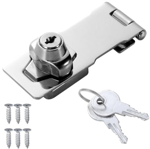 2 cerraduras con llave, perilla giratoria, cerrojo de seguridad con llave, cerrojo de puerta con llave para cobertizo, armario, cajón de muebles (4 pulgadas)