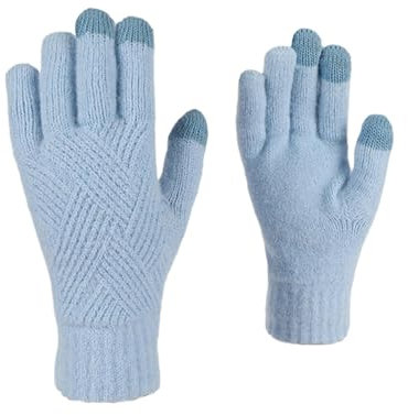 SuChengSS Damen Winter Warm Touchscreen Handschuhe 2 Paare Erwachsene Männer Und Frauen Winter -Touchscreen -strickhandschuhe Sowie Samtige, Verdickte Radsporthandschuhe-hellblau