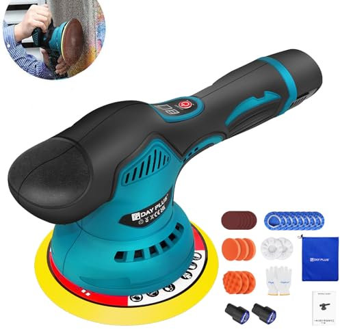 Lucidatrice per Auto a Batteria, 300W Lucidatrice Auto Senza Fili , 8 Velocità Variabili, 2800-5500 PRM, 22 Accessori, per Lucidare l'auto e i Mobili