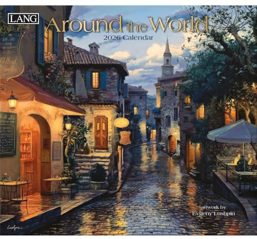 Lang Evgeny Lushpin Wandkalender 2026 Companies, Around the World, 34 x 30 cm, 12-Monats-Kalender mit gehefteter Bindung