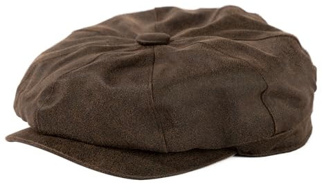 TOP-EX L/XL wasserdichte Herren Schiebermütze für Regenwetter - Stilvolle Schirmmütze im Peaky Blinders Stil, ideal für Schießen, Golf, Angeln, Wandern, Jagd und als Schlägermütze Braun