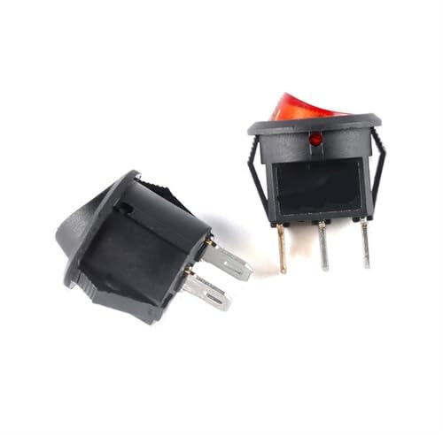 5 piezas KCD 15 mm KCD11 interruptor basculante 2 pines botón de entrada/salida interruptores de encendido tamaño pequeño redondo KCD-15(Black 2p)