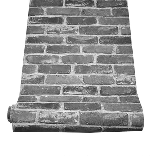Vintage Brick Wall Textured Wallpaper, Grey Faux 3D Effect Brick Stone Pattern Wall Paper, Non-Woven Retro Rustic Living Room Feature Walls Adult - 53cm x 9.5m Roll