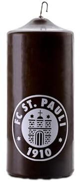 FC St. Pauli Kerze braun Logo 18,5 cm – langlebige Wachskerze mit Vereinslogo