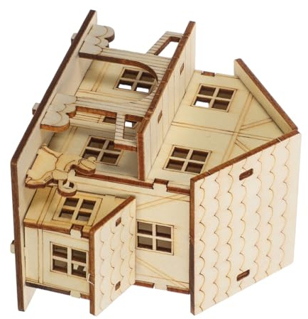 Operitacx Miniatur Holzhaus DIY Bastelset mit LED Licht Puzzle Kabinenmodell aus Holz Gartenhaus Bastelset für Familien Raumvorstellung Problemlösung Entspannendes Handwerksprojekt