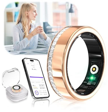 XSWCCJJ 10. Gen Diamant Smart Ring und Kabelloses Ladeetui【Branchennummer 1 – 0 Messfehler】 2026 Fitness Tracker zur Schlafüberwachung, Tragbarer SpO2-Smartring für Android und iOS, Gold 11#