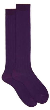 Gallo Calze lunghe uomo cotone viola tinta unita a coste
