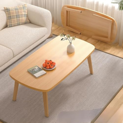 Generisch Couchtisch, Wohnzimmertisch, Stubentisch Kaffeetisch für Wohnzimmer, Couchtisch Eiche Massiv 120x55x45 cm Eckig Holztisch Wohnzimmer für Homeoffice(Natural,80x55x45cm)