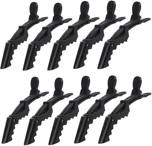 TRIXES Set 10 mollette a coccodrillo per capelli, nere | Accessorio beauty con finitura lucida – Clip per taglio e styling per salone e casa