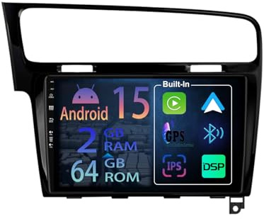 [2+64GB] Schwarz 10.1 Zoll Android 15 Autoradio für VW Golf 7 MK7 2012-2020 Radio Carplay Stereo Wireless Mit Car Play GPS Auto Navi Bildschirm Bluetooth Navigation Player Touchscreen