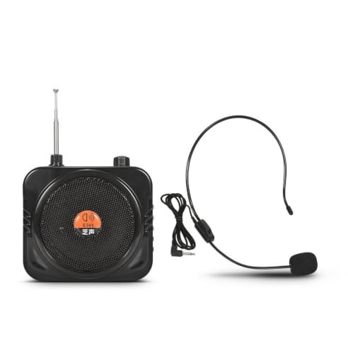 KiBcsLic Vocal avec Casque Mains Libres Voix avec Micro-Casque Alimentation Intégrée Appareil Audio pour Conférenciers, Visite Commentée, avec Microphone Filaire