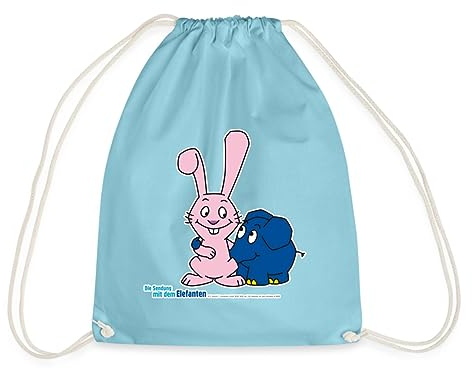 Spreadshirt Die Sendung Mit Der Maus Kleiner Elefant Und Hase Turnbeutel, One size, Aqua