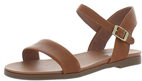 Steve Madden womens Dina Flat Sandal, Tan Leather, 8.5 US