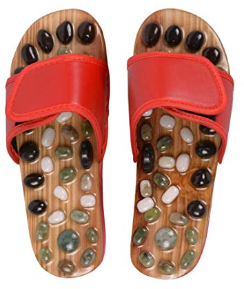 Xrten Pantoufles de Massage des Pieds, Pantoufles Massage Ergonomique Pied Traitement Antidérapant Promouvoir la Circulation Sanguine, Rouge