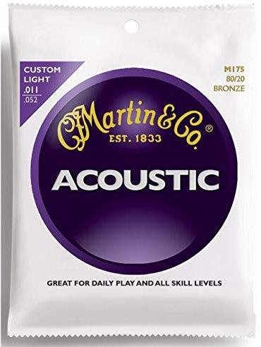 Martin Traditional Acoustic 80/20 Bronzo M175 Custom Light – 0.11 – .052 5 Pack