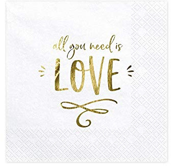 partydeco.pl Servietten mit goldener Aufschrift All You Need is Love