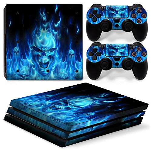 Mcbazel Vinyl Sticker Protect für Konsole & Controller, Haut Aufkleber für PS4 Pro Blue Skull