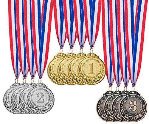 Favide 12 Pieces Gold Silver Bronze Award Medals-Winner Medals Gold Silver Bronze Prizes for Competitions, Party,Olympic Style, 2 Inches