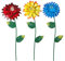 Bloom Valley Blumen-Gartenstecker dreifarbig für den Außenbereich, leuchtet im Dunkeln, Pflanzen-Picker, wasserdicht, Metall, Dekoration für Rasen, Hof, Terrasse, 3 Stück