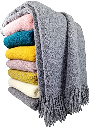 STTS International Wolldecke 100% Schurwolle Wohndecke in versch. Farben Tagesdecke Schurwolldecke Plaid 140 x 200 cm Tirol (Dunkelrot-Rosa-Grau (Quadrate))