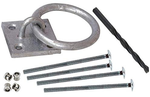 Security Anchor Ring - Wood Fixing, 6mm Drill bit for Wood OR Steel, 4 x 150mm Coach Bolts with 4 x Security Shear Head Nuts.