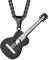 U7 Damen Halskette mit Plektron Halter Anhänger Schwarzkette Gitarre Anhänger Plektrum Kette Kettenanhänger Pendant Necklace Hip Hop Rock Musik Gitarrenanhänger Modeschmuck für Vatertag