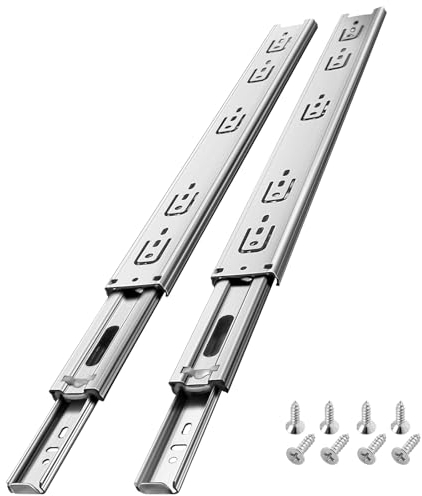 AOLISHENG Edelstahl-Schubladenschienen Vollauszug 350 mm Küchenschrank seitliche Montage Kugellager Schubladenschienen Ersatz Schwerlast 45 kg Tragkraft 1 Paar (2er-Pack)