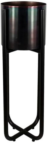 Leaf Metal Planter, Black, Rainbow, 62cm