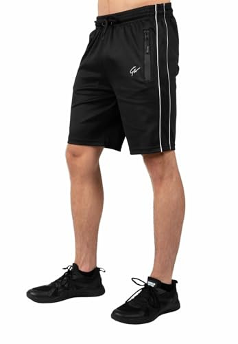 Gorilla Wear Wenden Track Shorts - schwarz/Gold - leichte Bequeme Short zum Sport Alltag Freizeit Workout Training aus Polyester Elasthan bewegungsfreiheit enganliegend Passform Reissverschluss