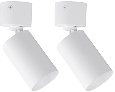 Klighten 2 Stück Aufbauspot Schwenkbar Matt Weiß Deckenstrahler GU10, Runde Verstellbare Aufbauleuchte Aufbaustrahler aus Aluminium, Deckenspots Aufputz, 55 x 140 mm, Ohne Leuchtmittel