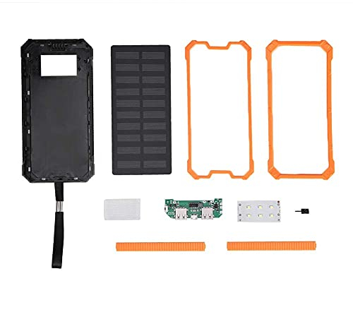 Plyisty Solar Power Bank, 20000mAh wasserdichtes tragbares Outdoor-Solarladegerät DIY-Kit, Zwei USB-Anschlüsse, Schnellladung, für Handys, Tablets, Kameras usw.(Orange)