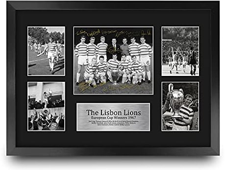 HWC Trading FR A3 Celtic Lisbon Lions 1967 UEFA Euro Cup Winners Printed Memorabilia Signed Autograph Display for Football Fans and Supporters - A3 Framed