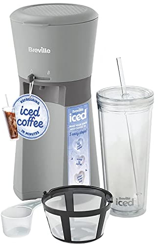 Breville VCF155 Cafetière glacée | Machine à café glacé à portion unique plus tasse à café avec paille | Prêt en moins de 4 minutes | Gris