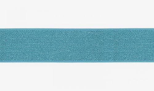 Gummiband 40 mm/unifarben - mit Lurex - 3 Meter Länge - Bundgummi, Türkis