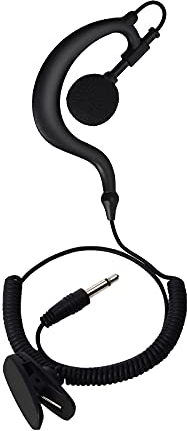 HYS 3.5mm Plug Listen/Receive Only Earpiece G-Shape Soft Ear Hook Headset For Two Way Radio Speaker Mic Microphone Smartphone