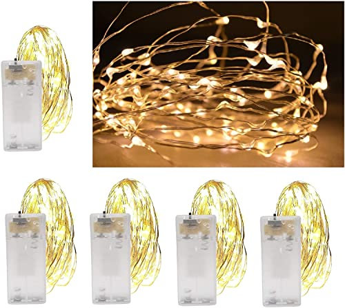 Vanorell 5 x 20 LED Drahtlichterkette Draht Lichterkette Warmweiß Lichterkette Lichterkette Lämpchen Batterie batteriebetrieben 2 x AA (5 x 20er LEDs warmweiß)