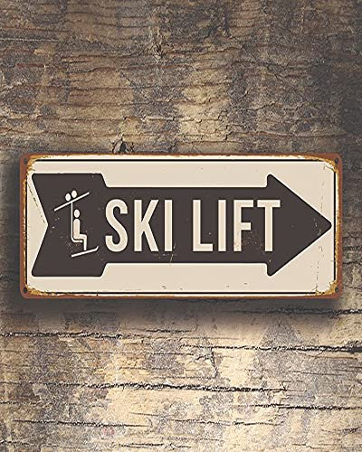 Skilift-Schild, Skilift-Schild, Skilift-Schilder, Ski-Dekor, Ski-Dekor, direktionales Skilift-Schild, Ski-Art, Ski-Dekor