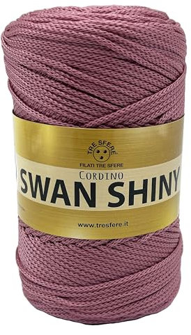 filati italiani Cordino Swan Shiny, Filato Lucido per Borse, 100% Polipropilene 250g (rosa antico - 20, 250g)