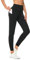 Buepeara Sport Leggings Damen Sporthose mit Taschen, High Waist Tights Laufhose Fitnesshose Für Sport & Alltag -3183-03 (Schwarz)/L