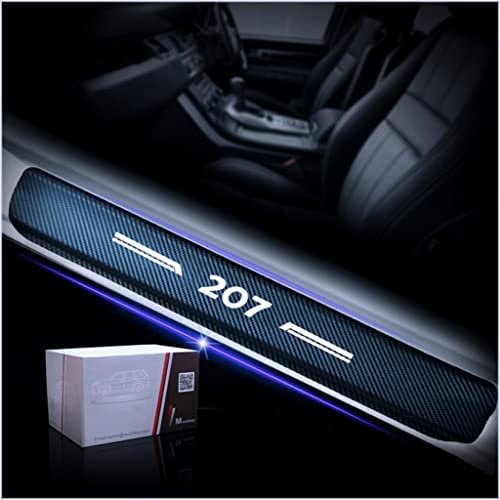Muchkey Seuil de Porte Voiture Fibre de carbone Réfléchissant Autocollant Pour Peugeot 207 Protection de seuil de porte de voiture Styling 4 Pièce Blanc