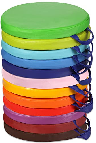 Sawysine Bodenkissen, flexibel, mit Griff, für Kinder, Zuhause, Schule, Klassenzimmer, Kindergarten, Kindergarten (klassische Farbe, rund), 12 Stück