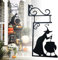 Fiorky Halloween-Tür-Eckschild Hexe, schwarzes Hexenschild, Metalltür-Eckdekoration, Gusseisen, Garteneckenschild, geheimnisvolle Hexe, Statue, Silhouette, Hexe, undichte Kessel, Silhouetten,